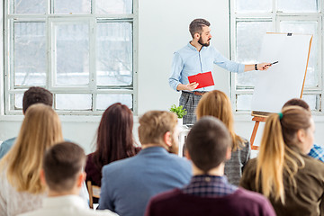 Image showing Speaker at Business Meeting in the conference hall.