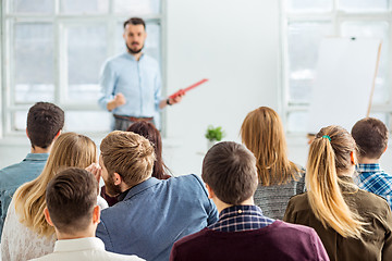 Image showing Speaker at Business Meeting in the conference hall.