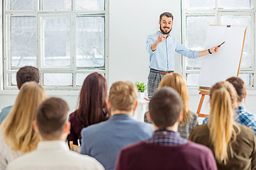 Image showing Speaker at Business Meeting in the conference hall.