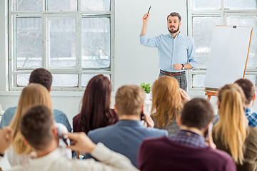 Image showing Speaker at Business Meeting in the conference hall.