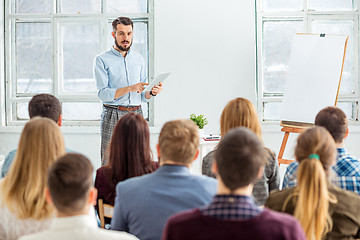 Image showing Speaker at Business Meeting in the conference hall.