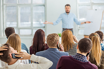 Image showing Speaker at Business Meeting in the conference hall.