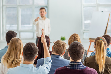 Image showing Speaker at Business Meeting in the conference hall.