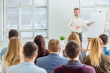 Image showing Speaker at Business Meeting in the conference hall.