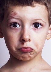 Image showing Little boy whipped close up, isolated 