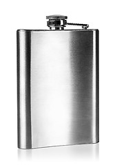 Image showing Stainless steel hip flask rear view