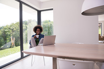 Image showing African American woman in the living room