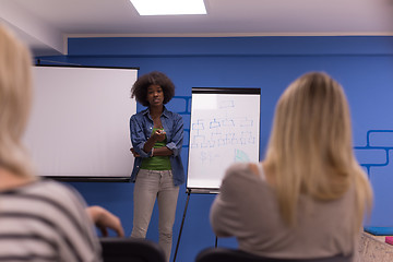 Image showing Black woman Speaker Seminar Corporate Business Meeting Concept