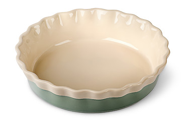 Image showing Turquoise and beige ceramic bowl top view