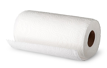 Image showing Roll white paper towels horizontally