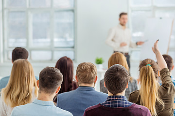 Image showing Speaker at Business Meeting in the conference hall.