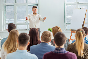 Image showing Speaker at Business Meeting in the conference hall.