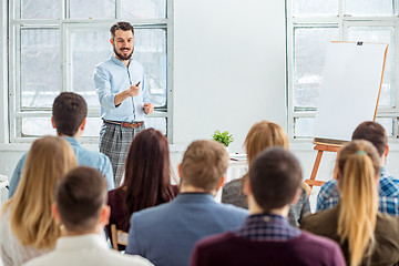 Image showing Speaker at Business Meeting in the conference hall.