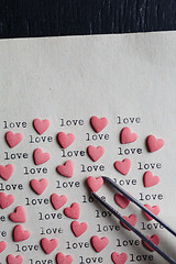 Image showing Heart shaped candy with loving words