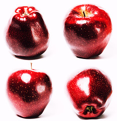 Image showing collage with one red apple isolated on white