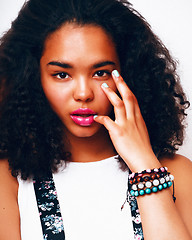 Image showing young pretty mulatto african american teenage girl with fashion 