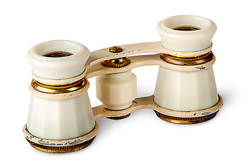 Image showing Old vintage pair of opera glasses vertically