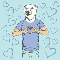 Image showing Polar bear Valentine day vector concept