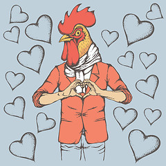 Image showing Rooster Valentine day vector concept