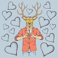 Image showing Deer Valentine day vector concept