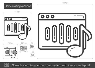 Image showing Online music player line icon.