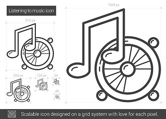 Image showing Listening to music line icon.