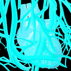 Image showing Human heart and veins. 3D illustration.