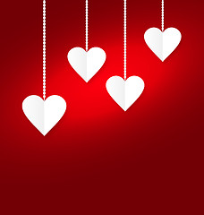 Image showing Background of hearts hanging on strings - Valentine s Day