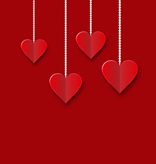 Image showing Background of hearts hanging on strings - Valentine s Day