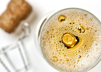 Image showing glass of champagne, top view