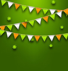 Image showing Bunting Pennants in Irish Colors and Clovers for St. Patrick\'s Day