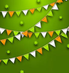 Image showing Festive Flags with Clovers for Happy Saint Patricks Day