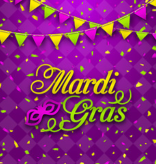 Image showing Mardi Gras Lettering Background, Invitation for Fat Tuesday