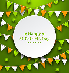 Image showing Congratulation Card with Bunting Hanging Pennants in Irish Colors