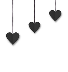 Image showing Background of hearts hanging on strings - Valentine s Day