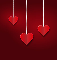 Image showing Background of hearts hanging on strings - Valentine s Day