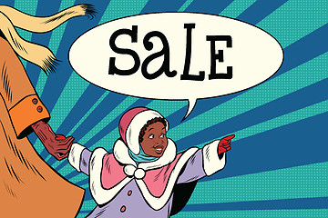 Image showing Little girl vintage saw the sale