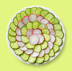 Image showing fresh cucumber and radish slices