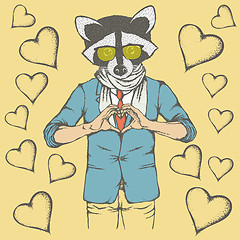 Image showing Raccoon Valentine day vector concept