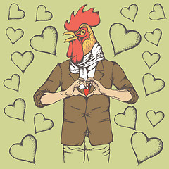 Image showing Rooster Valentine day vector concept