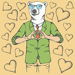 Image showing Polar bear Valentine day vector concept