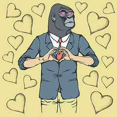 Image showing Monkey Valentine day vector concept