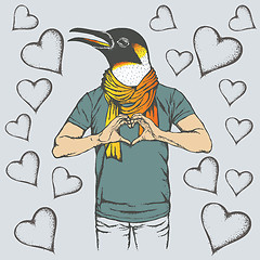 Image showing Penguin Valentine day vector concept