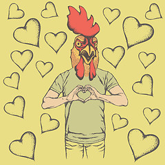 Image showing Rooster Valentine day vector concept