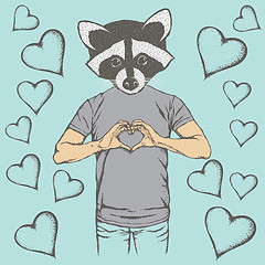 Image showing Raccoon Valentine day vector concept