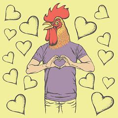 Image showing Rooster Valentine day vector concept