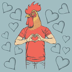 Image showing Rooster Valentine day vector concept