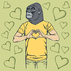 Image showing Monkey Valentine day vector concept