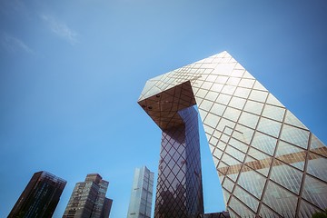 Image showing Large skyscrapers under blue sky
