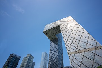 Image showing Large skyscrapers under blue sky